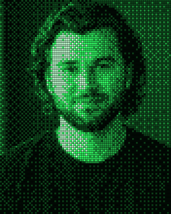 Anthony Denkinger, rendered as a dithered phosphor portrait